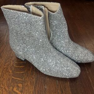 Silver sparkle ankle boots size 10